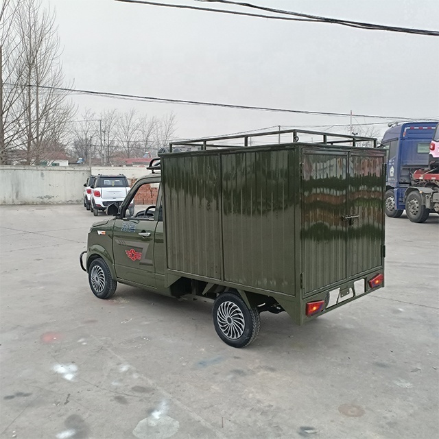 China Battery Powered Utility Vehicles with Box for Transport / 4 Wheel Enclosed Electric Cars UTV Cargo EV Pickup Trucks