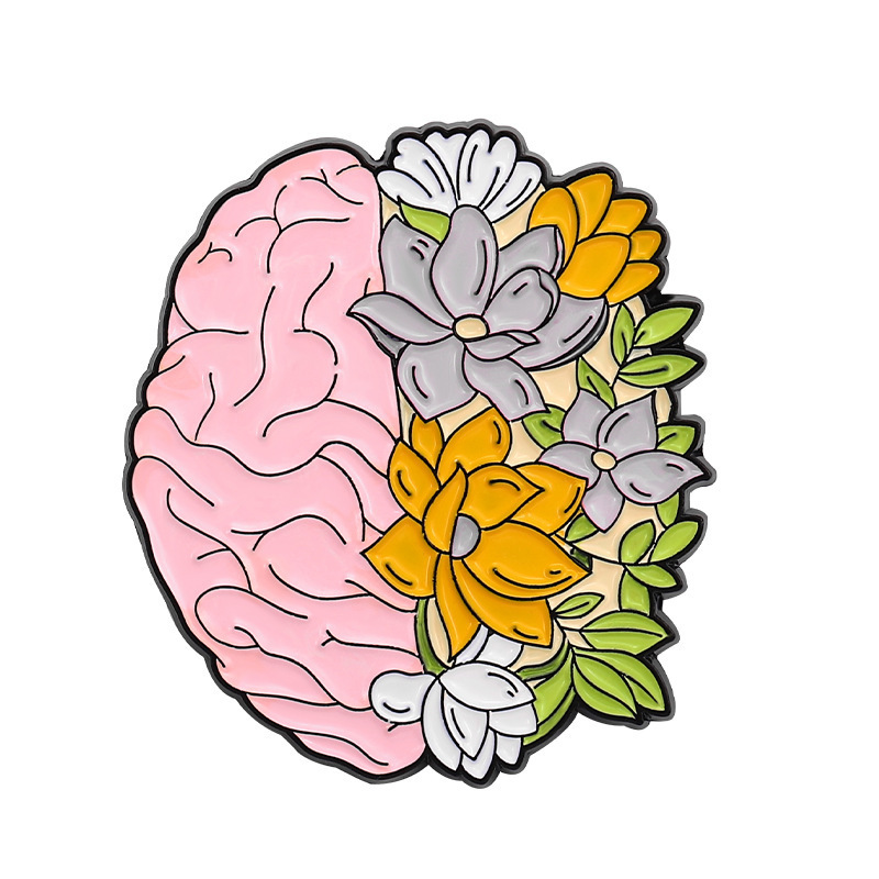 New pink brain modeling alloy brooch exquisite design heart organ series soft enamel lapel pin metal badges