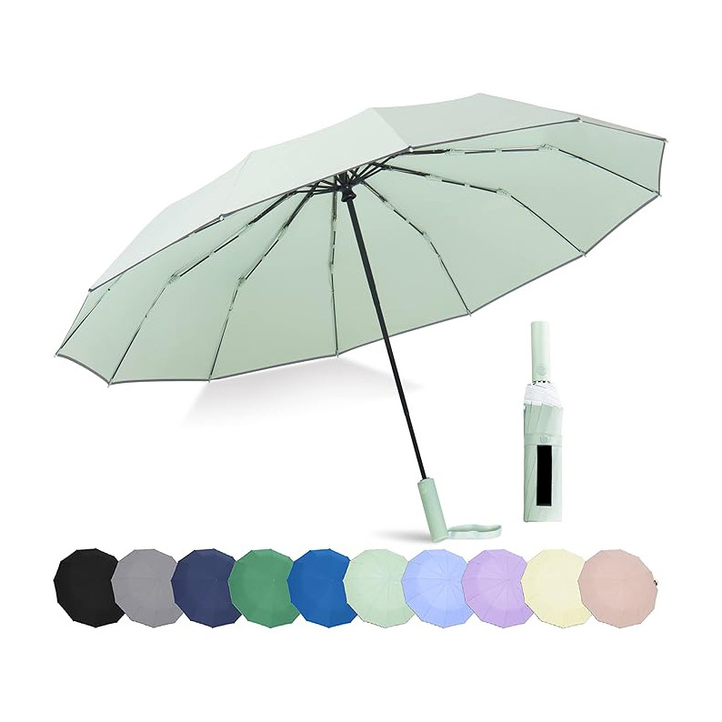 Custom Logo Printing Windproof Folding Umbrella Modern Women Rain Umbrella Blue for Business