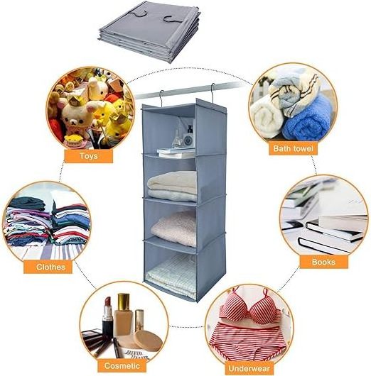 Multipurpose Houseware Fabric Shoe Storage Bag Organizer Hanging Foldable Storage Bags with Hooks