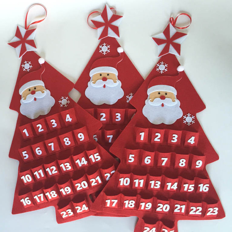 OurWarm Christmas Advent Calendar 24 Days Countdown Calendar for Home Classroom Door Wall Hanging Christmas Decorations