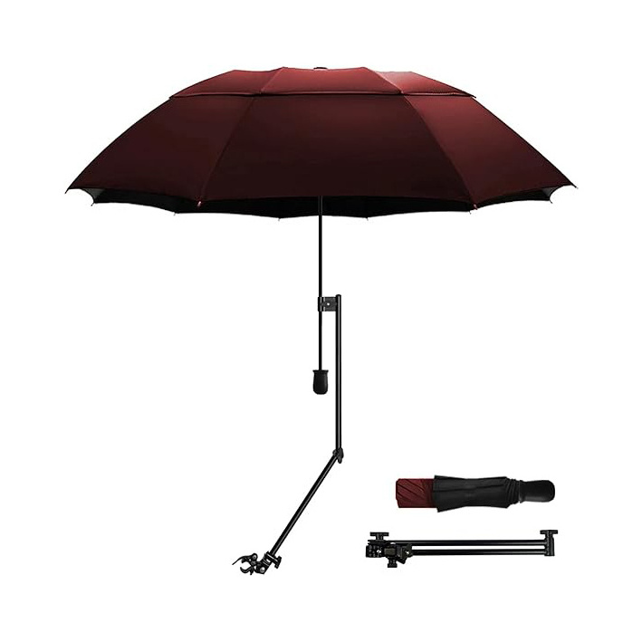 Beach Umbrella with Adjustable Universal Clamp Portable Golf Umbrella for Chair Golf Cart Stroller Bleacher Patio Fishing