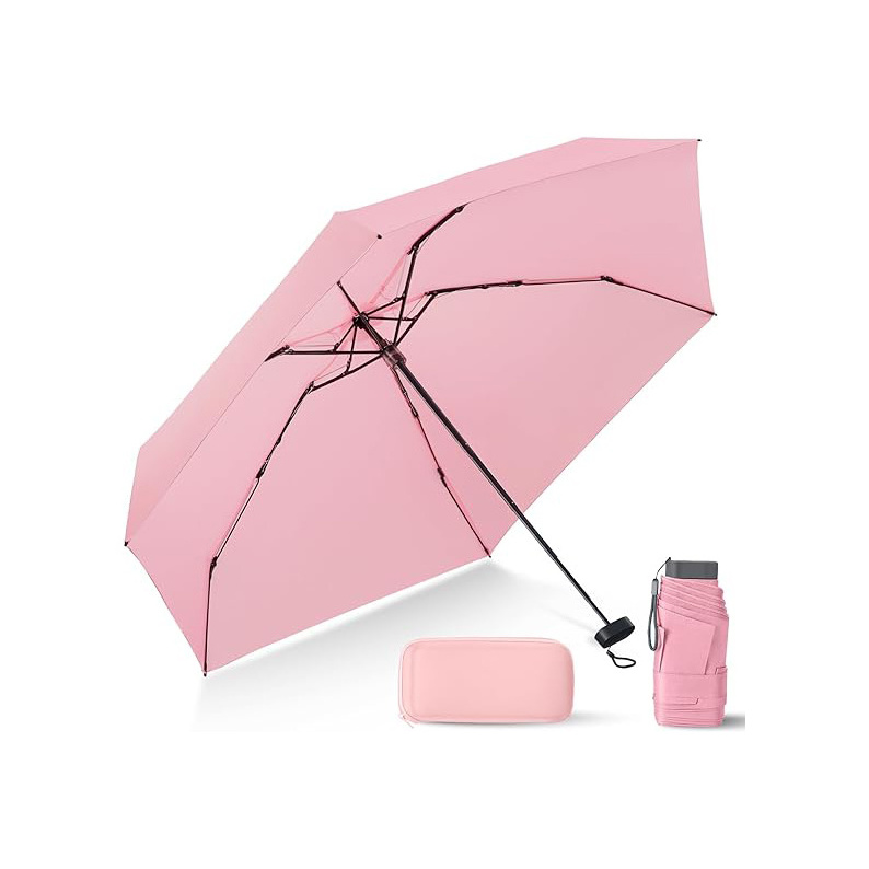 Pink Lightweight Mini Phone Umbrella Custom Foldable Umbrella with Case