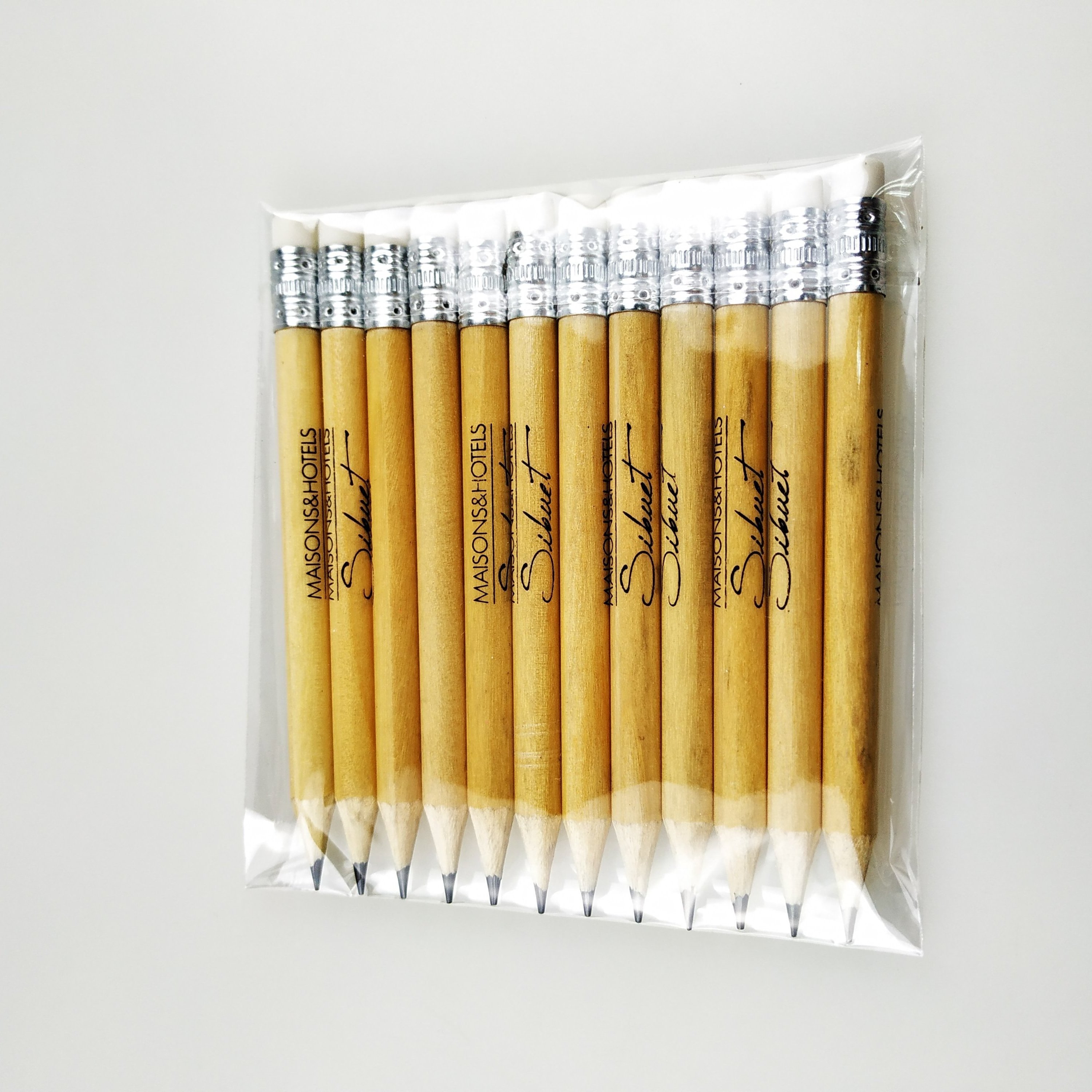 Premium short hotel use original wooden pencil,advertising custom logo small size pencil