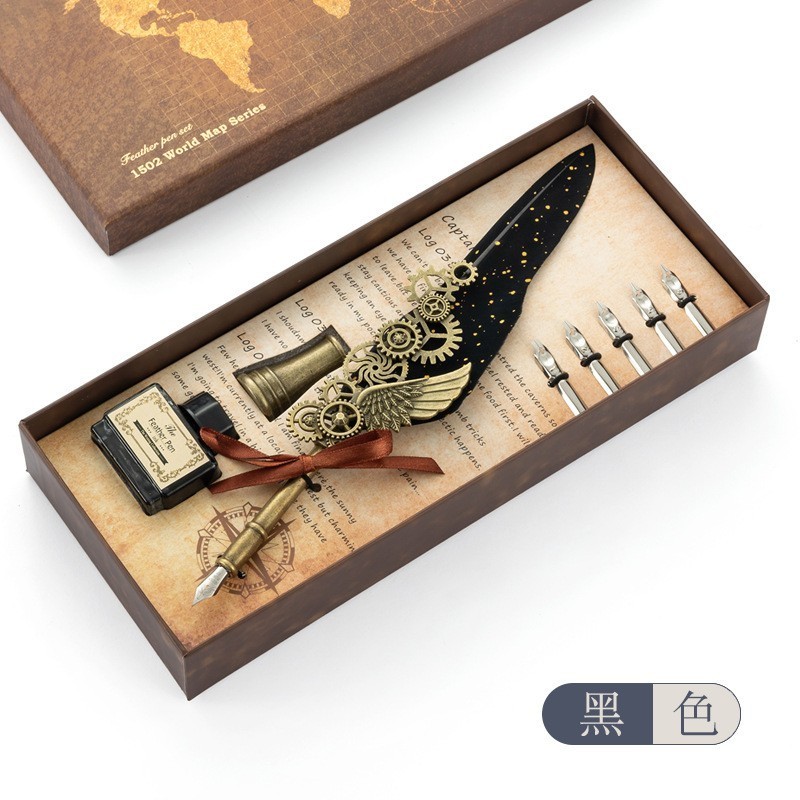 Writing Quill Ink Dip Feather Pen set For Christmas Gifts Feather Pen Set