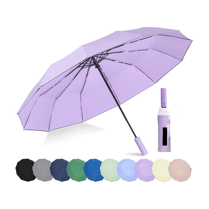 Custom Logo Printing Windproof Folding Umbrella Modern Women Rain Umbrella Blue for Business