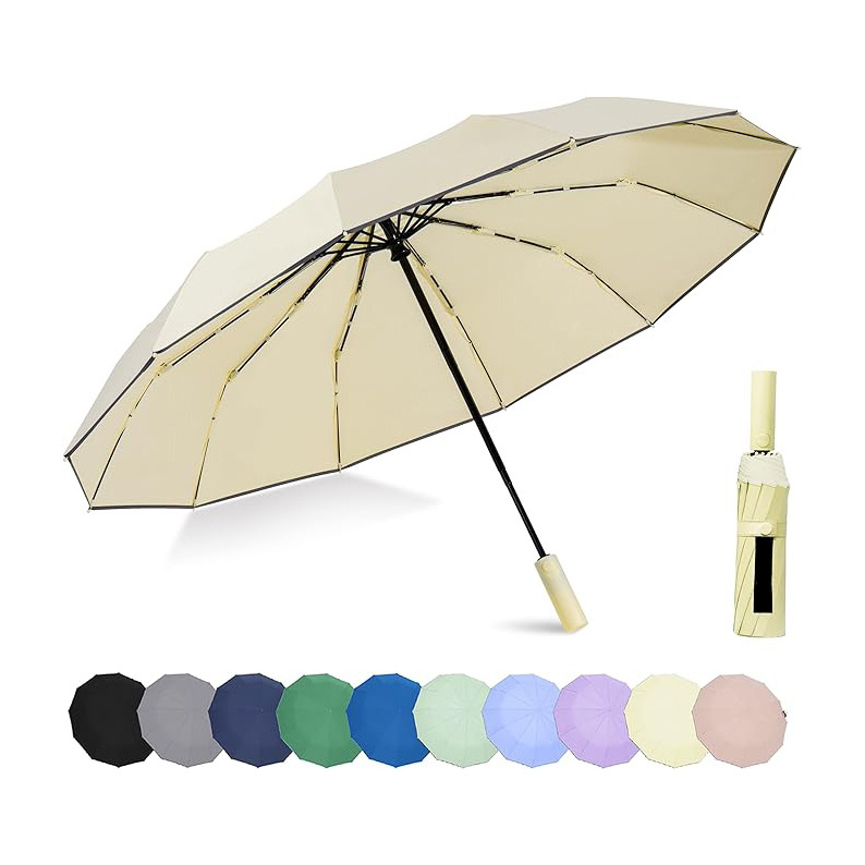 Custom Logo Printing Windproof Folding Umbrella Modern Women Rain Umbrella Blue for Business