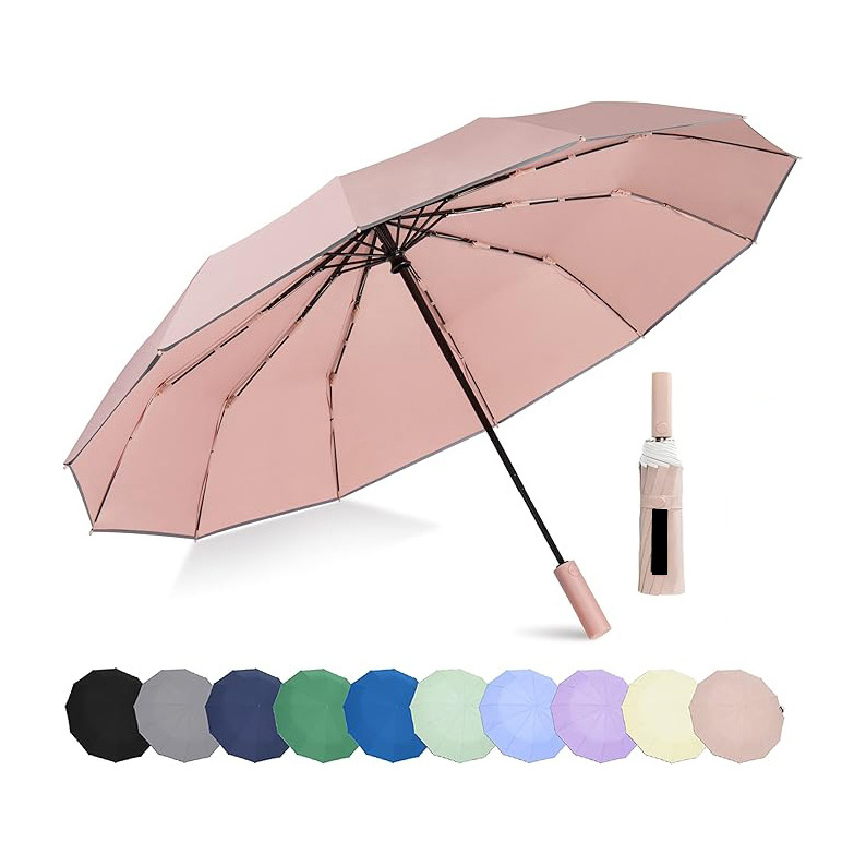 Custom Logo Printing Windproof Folding Umbrella Modern Women Rain Umbrella Blue for Business