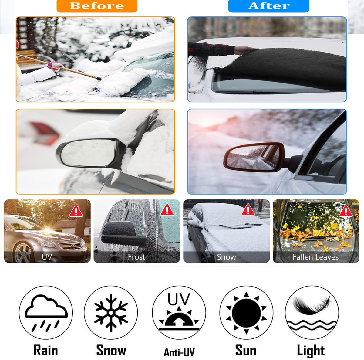 9 Magnetic Waterproof Window Cover Summer Car Windshield Snow Cover for ice and snow