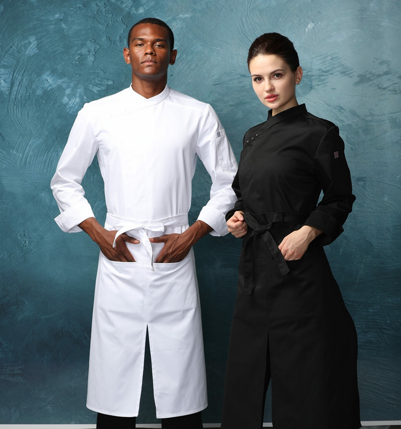 CHECKEDOUT Single breasted long sleeve hot sale modern hotel and restaurant bar kitchen cook chef uniform jacket coat