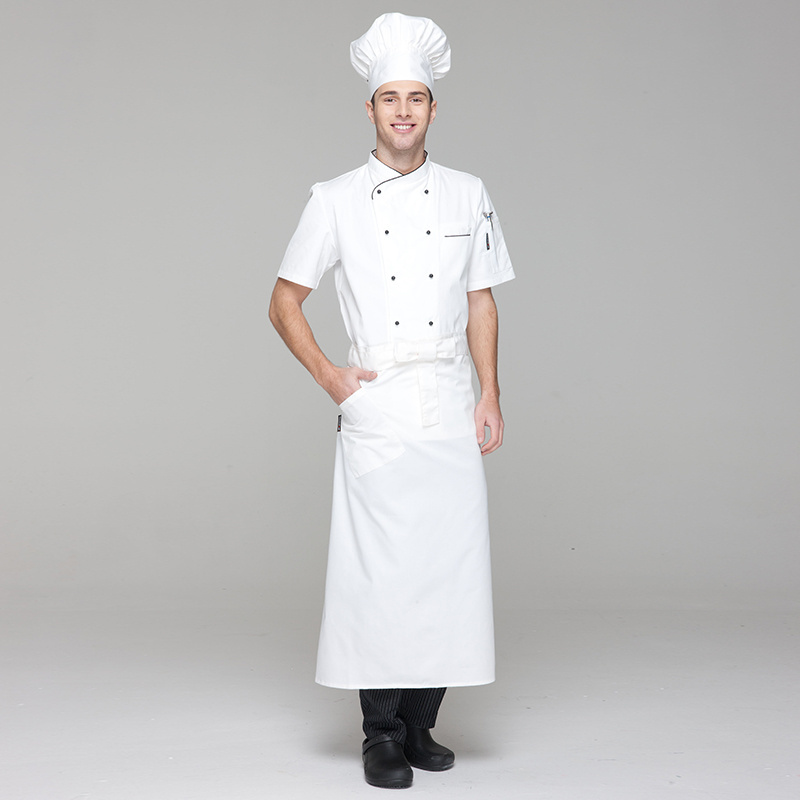 CHECKEDOUT RTS White Color Poly cotton Hotel/Restaurant Chef Uniform Twill Fabric Coat/Chef Jacket