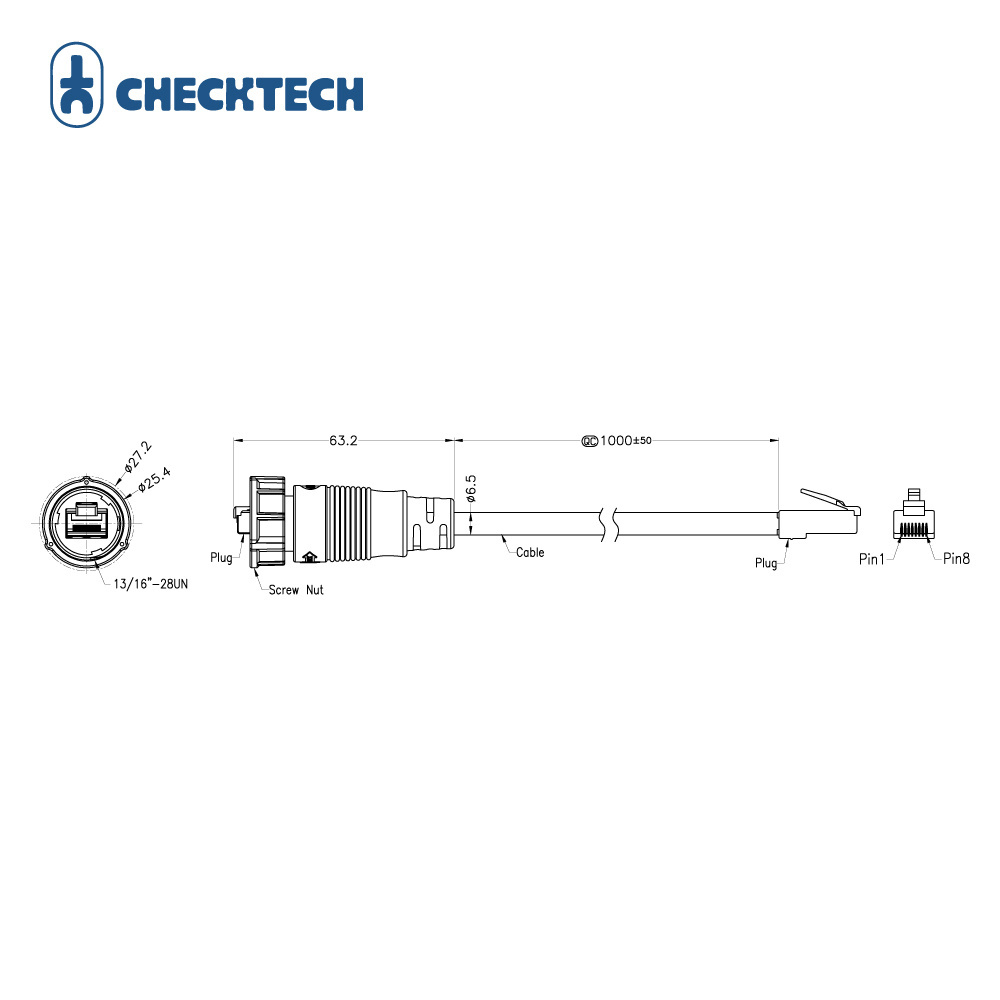 RJ45 Cat5 Network Cable Black Rj45 Connector Factory Automation Control Waterproof Waterproof IP68 CAT 5 Telephone Cable 4 Pairs