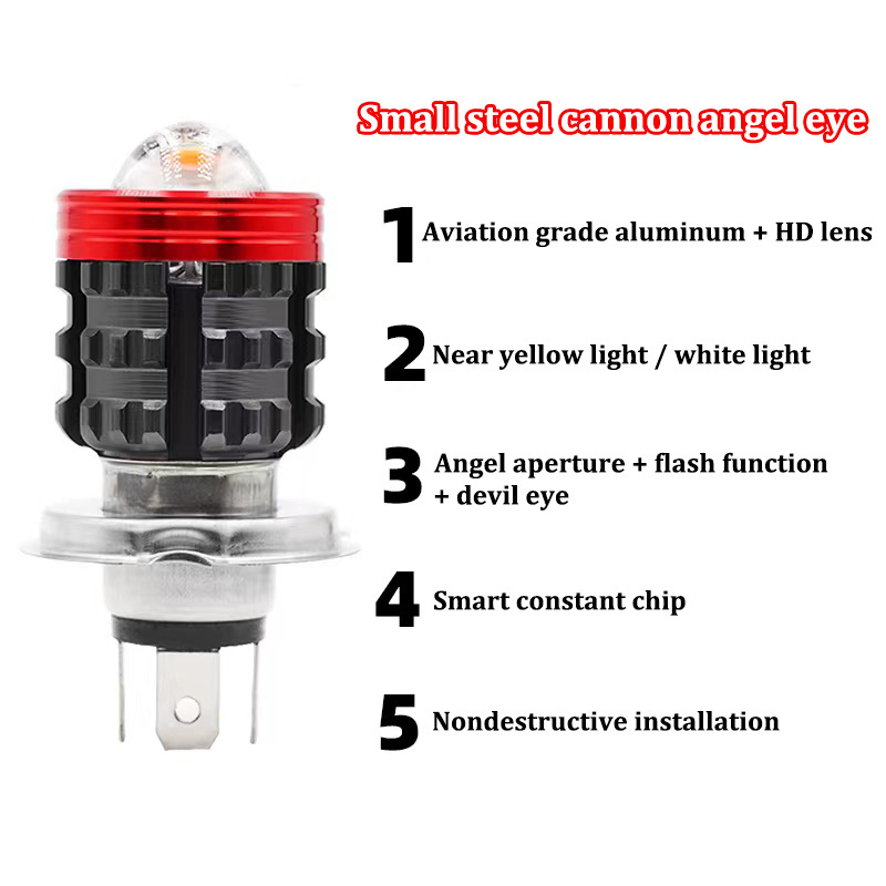 Devil Eye Angel Eye Dual Color Flash Led Motorcycle Headlight 3000K 6000K Waterproof Headlamp High Low Beam Spot Bulb for Motors