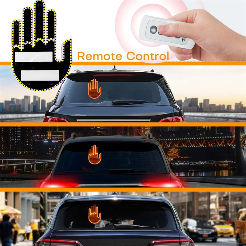 Rcj Hot Sell Finger Light Red Color Car Window Light With Remote Control Led Flik Me Middle Finger Car Light