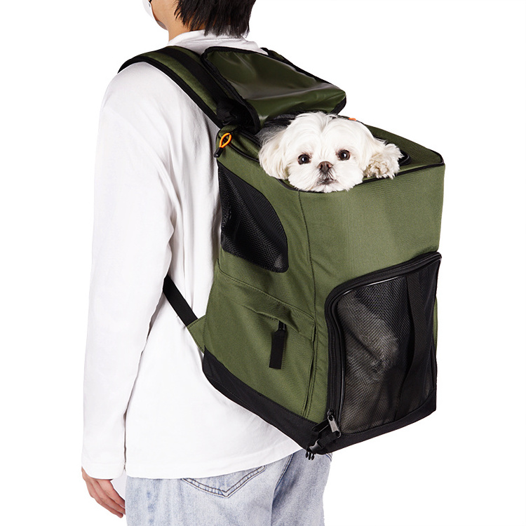 2023 Designer pets travel bag carrier puppy hiking bag dog backpack carrier with portable poop bag