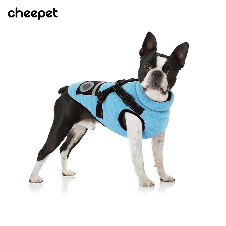 Safety pet winter coat chest and back warm dog fleece vest with reflective stripe