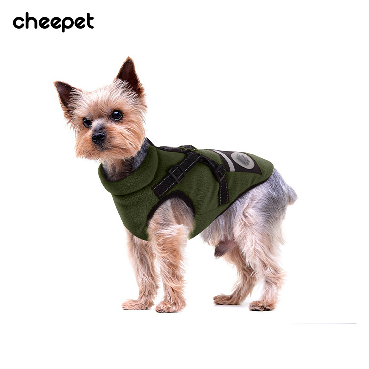 Safety pet winter coat chest and back warm dog fleece vest with reflective stripe