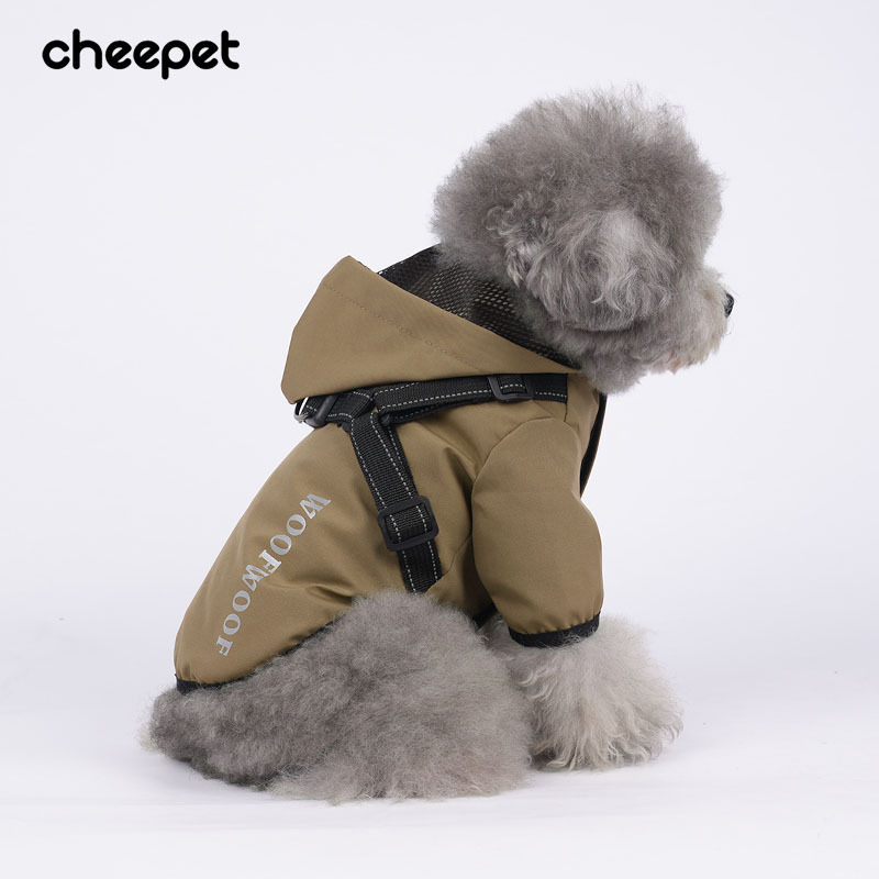 Wholesale dog fashion waterproof pet clothes reflective pet chest straps dog rain coat dog vest harness