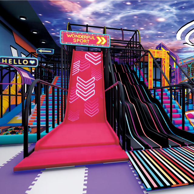 Indoor Neon Amusement Kids Child Park Factory Customized Soft Play Equipment with LED Slide by Cheer Amusement