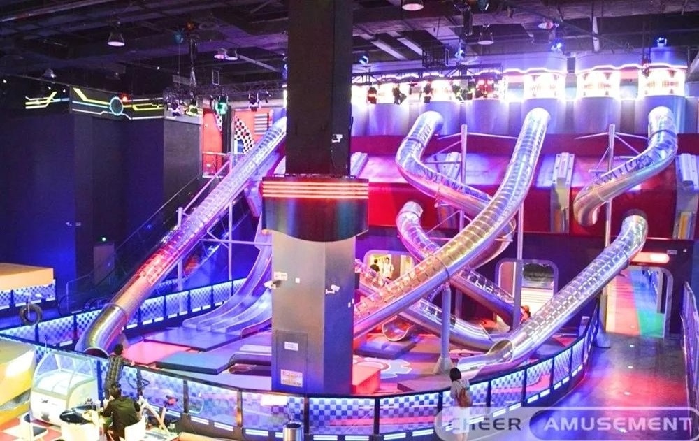 Engine Themed Indoor Play Center First High- End Giant Theme Park Metal Stainless Playground Slide in China by Cheer Amusement