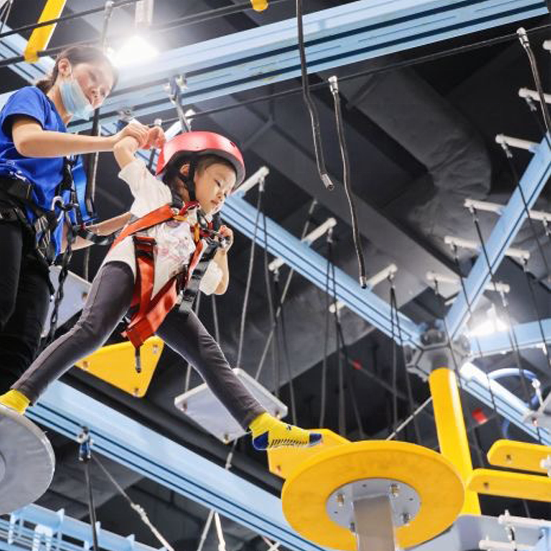 X.BOX. Adventure park Manufacturer Customized Indoor Playground Equipment with Ropes Course, Trampoline Park, Climbing Facility