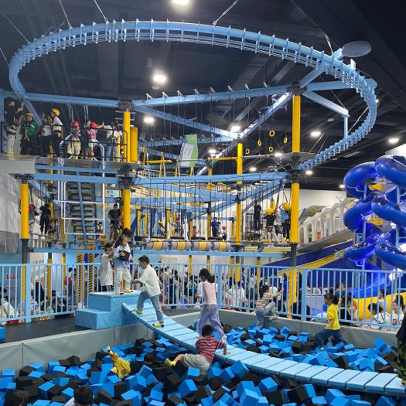 X.BOX. Adventure park Manufacturer Customized Indoor Playground Equipment with Ropes Course, Trampoline Park, Climbing Facility