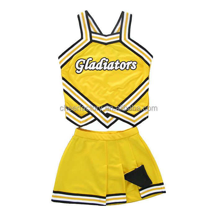 Customized wholesale black navy high quality cheerleading uniforms with customized sizes and logos