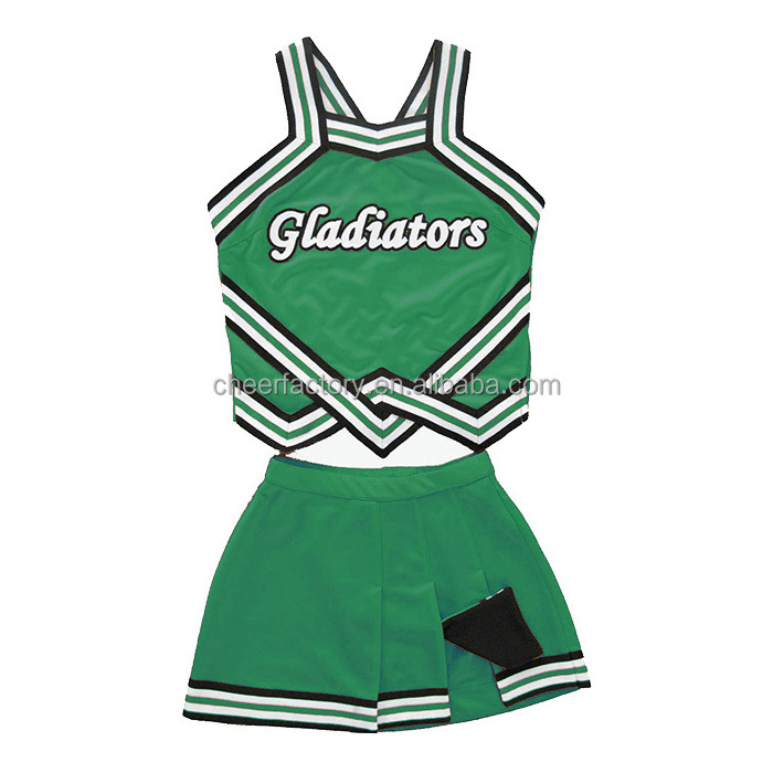 Customized wholesale black navy high quality cheerleading uniforms with customized sizes and logos