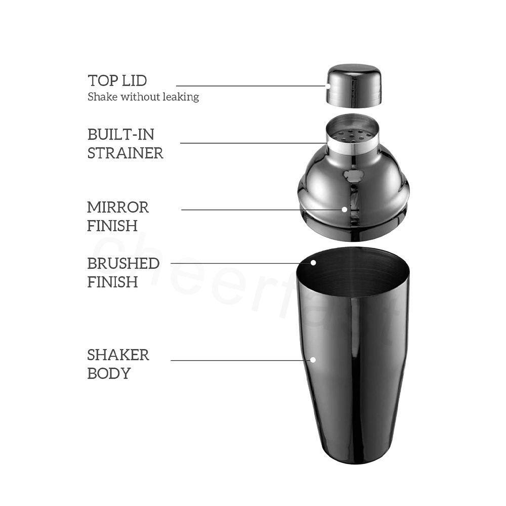 Professional Metal Silver Cocktail Shakers Bar Tools Accessories 750Ml Stainless Steel Cocktail Shaker