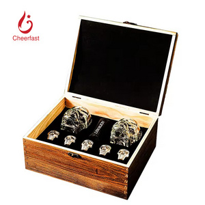 Desktop Use Stainless Steel Whiskey Metal Ice Cube Stone Reusable Whiskey Glass And Stones Set With Wooden Box Gift Set