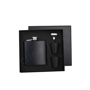 Cheerfast Pocket Flask Gift Set Funnel And  Black Flask Set 6 oz  set and  Drink Pot and stainless steel hip flask