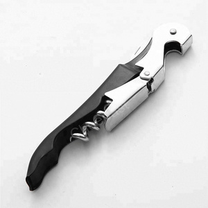 High Quality Stainless Steel Waiter Corkscrew Wine Opener With Foil Cutter Black Bartenders And Waiter Wine Opener Custom Logo