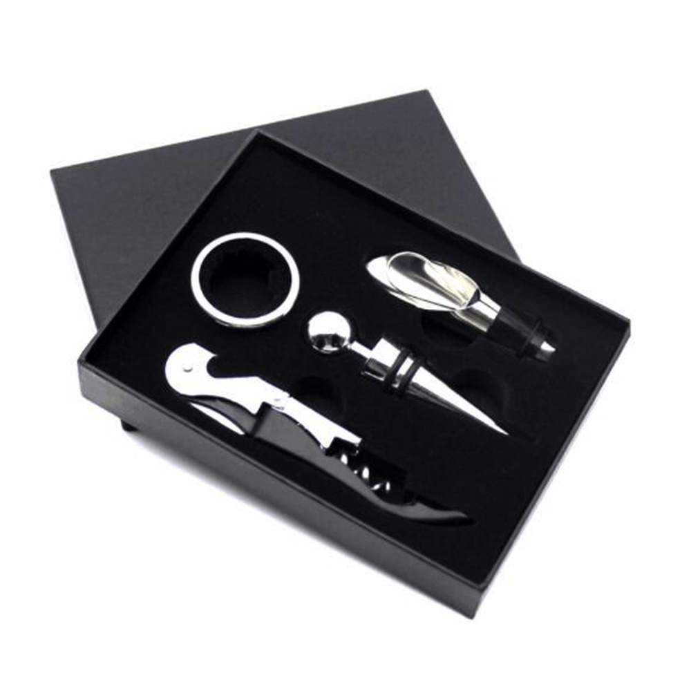 Top Sale Wine Bottle Opener Kit Wine Tools Accessory Gift Set Stainless Steel Metal Wine Accessories Set Of 4