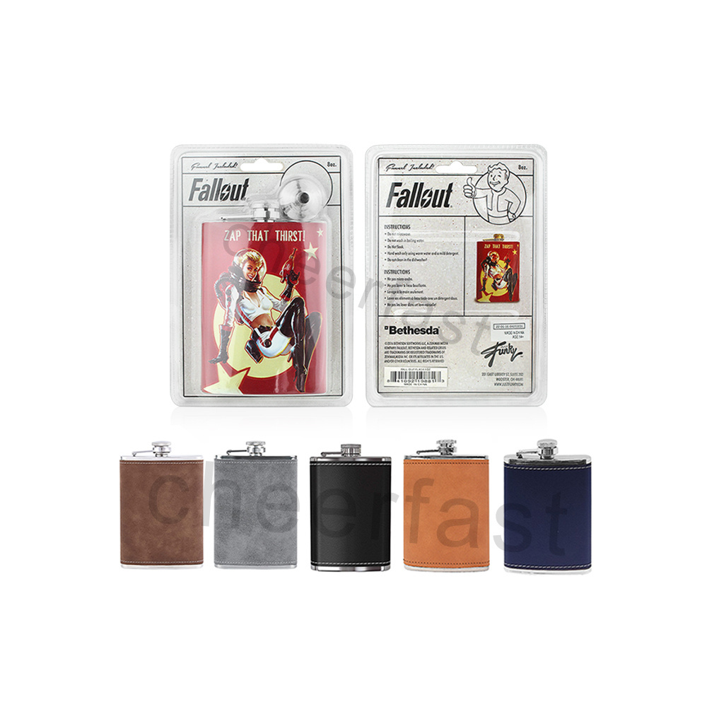 Customized Brand 8oz Hip Flask Set Steel Included a Funnel Whiskey Outdoor Hip Flask Metal Flask Wrapped In Stainless