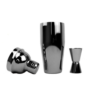 Bartender Shaker Bottle Kit  Food Grade Stainless Steel Martini Mixer Metal Cocktail Shaker Black