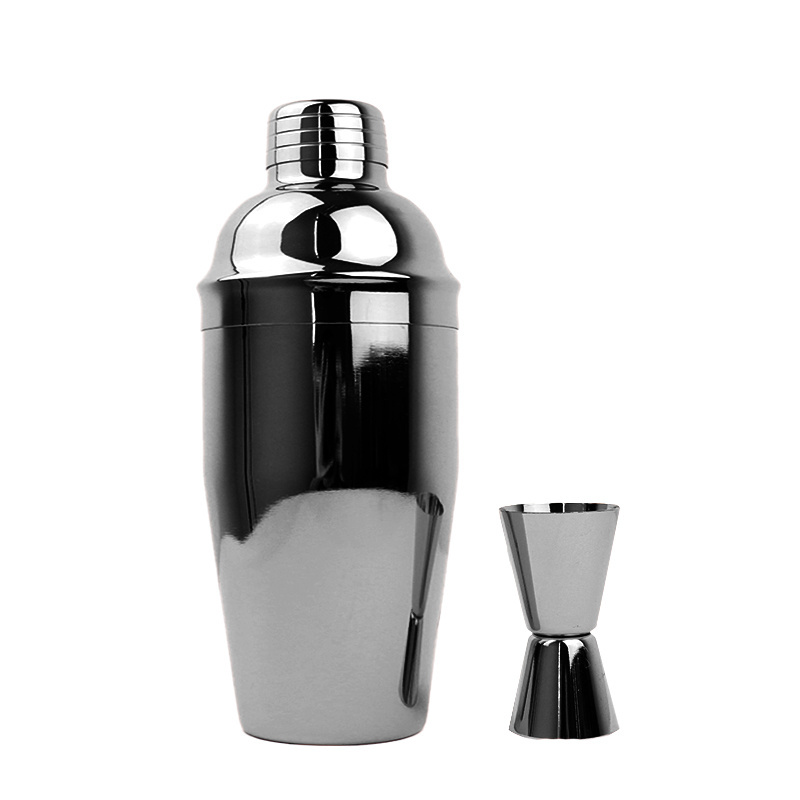 Bartender Shaker Bottle Kit  Food Grade Stainless Steel Martini Mixer Metal Cocktail Shaker Black