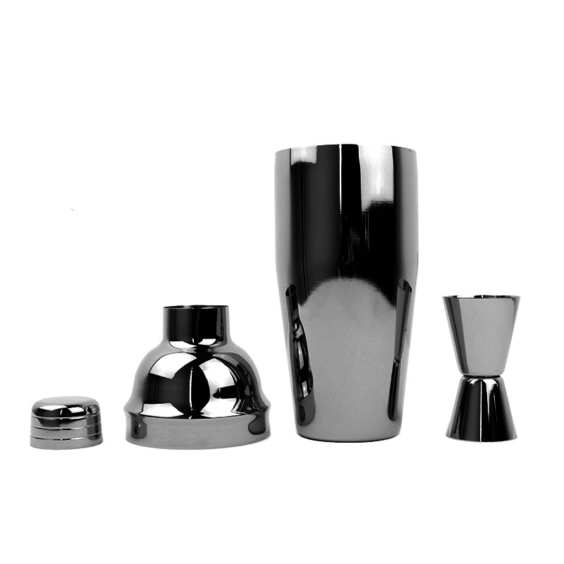 Bartender Shaker Bottle Kit  Food Grade Stainless Steel Martini Mixer Metal Cocktail Shaker Black