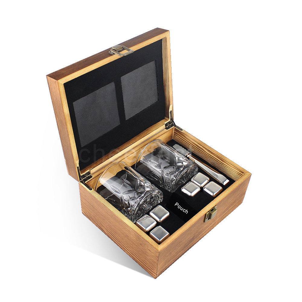 Cheaper Whiskey Stone  Set And Whiskey Stone Wooden Box And Stainless Steel  Ice Cube Set And Reusable Ice Cubes