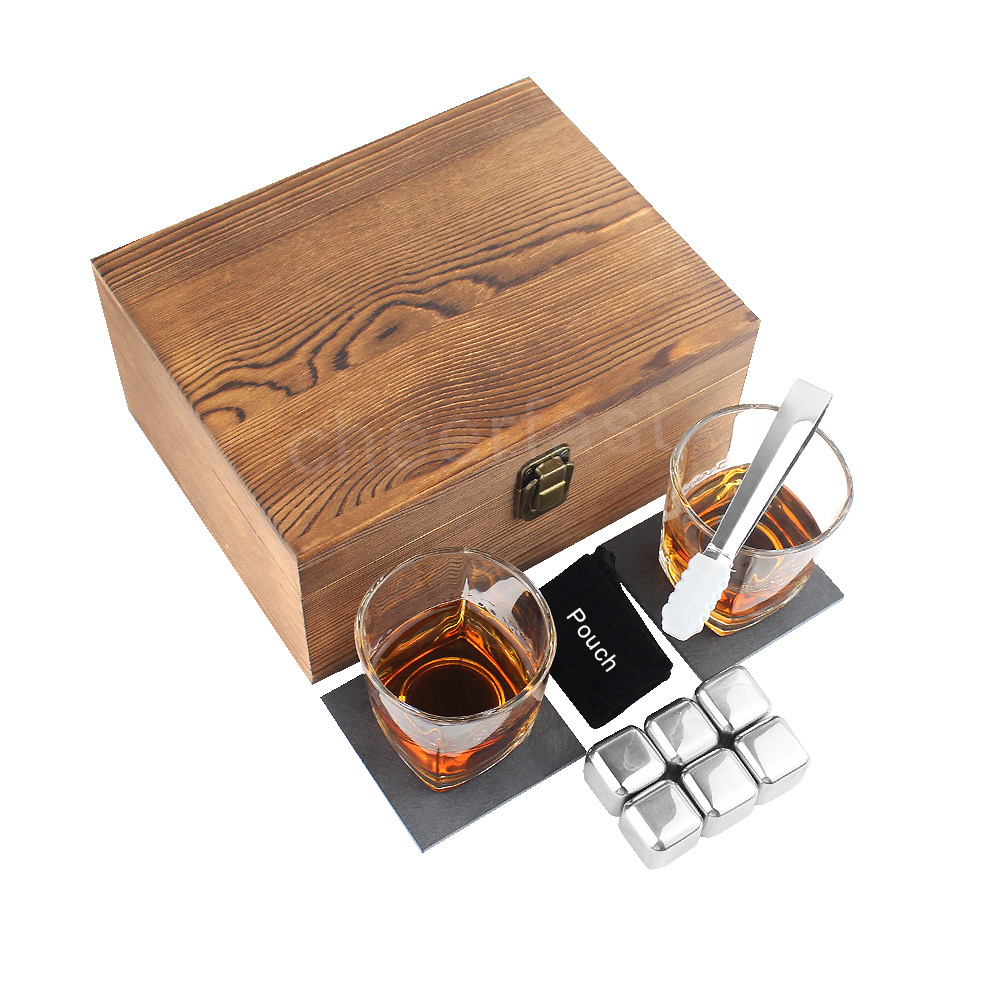 Cheaper Whiskey Stone  Set And Whiskey Stone Wooden Box And Stainless Steel  Ice Cube Set And Reusable Ice Cubes