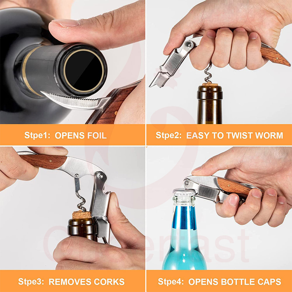 Good Price Wood Handle Wine Corkscrew And Rosewood Wine Corkscrew Opener And Wine Bottle Cork Screw Opener With Foil Cutter