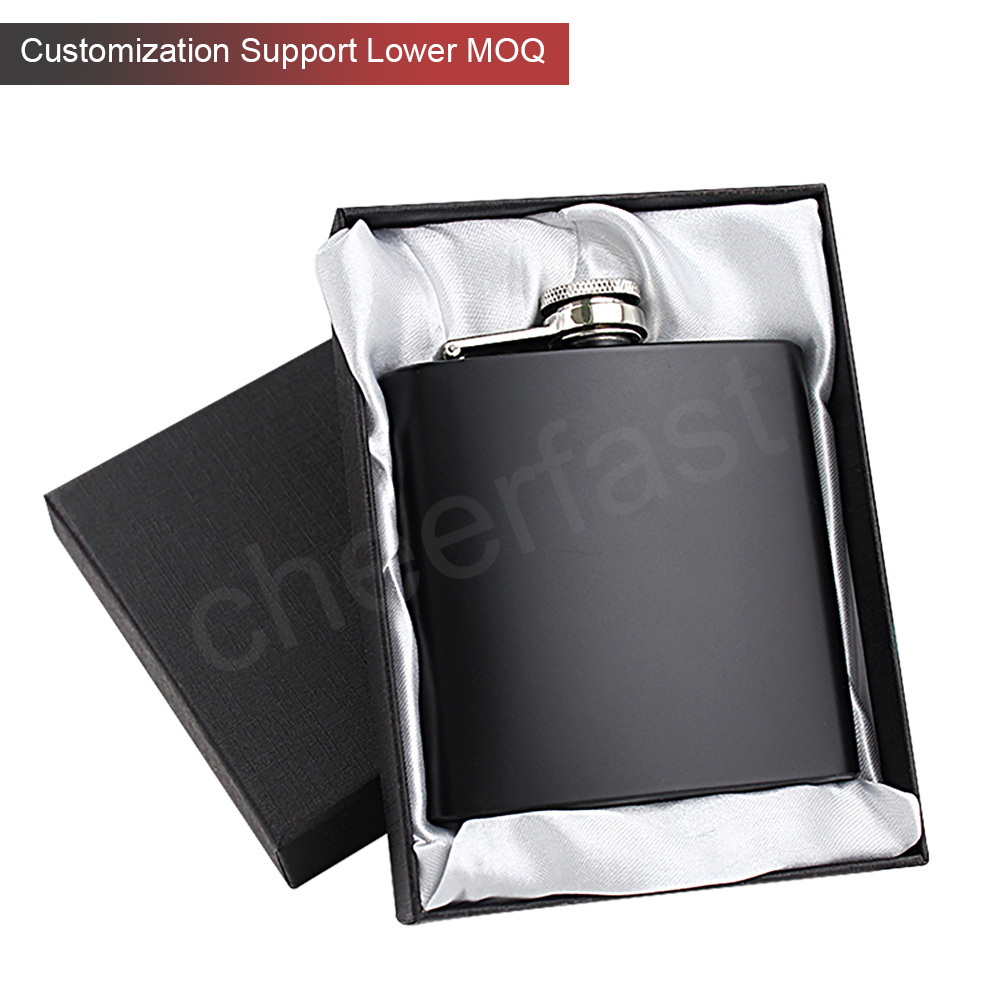 Newest Design Matte Black Color Liquor Pocket Alcohol Drinking Flask Stainless Steel 6 Oz  Hip Flask