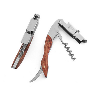 Hot Selling Multi Function Stainless Steel Cork Screw Rosewood Red Wood Wine bottle Opener 3 in 1 Rosewood Waiters Corkscrew