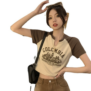 2024 Basic Custom Wholesale Slim Fit Long Short Sleeve Workout Shei en Gros Shirts Ladies Mujer Femme Hoodie Crop Tops for Women