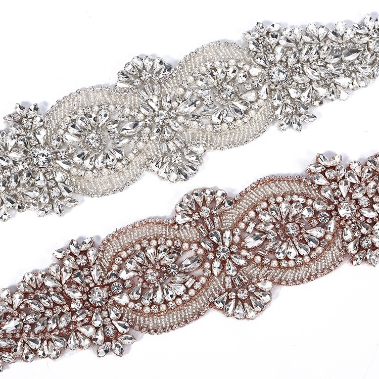 Bling bling rhinestone crystal wedding sash applique for dress RH953