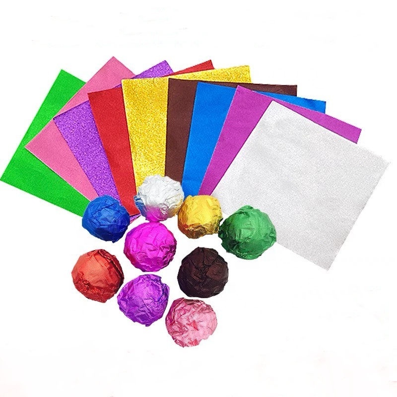 Square Colorful Rice Ball Chocolate Wrappers Christmas Aluminium Foil Wraps Paper For Candies