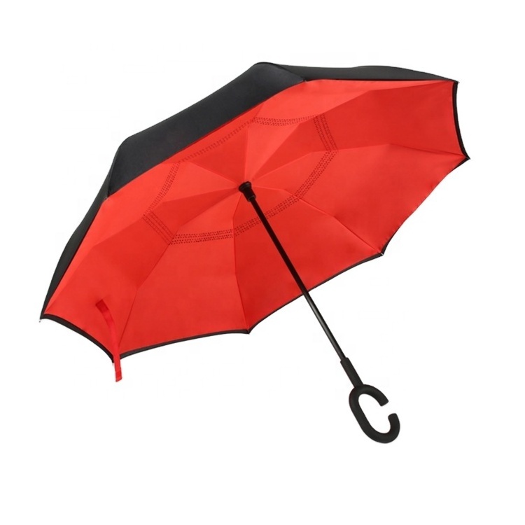 Corporate business advertising gifts custom printed umbrellas Promotional C handle Folding Inverted Reverse Umbrella