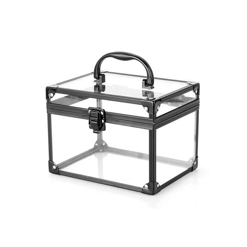 black aluminum alloy  Acrylic portable storage mini suitcase for lipgloss