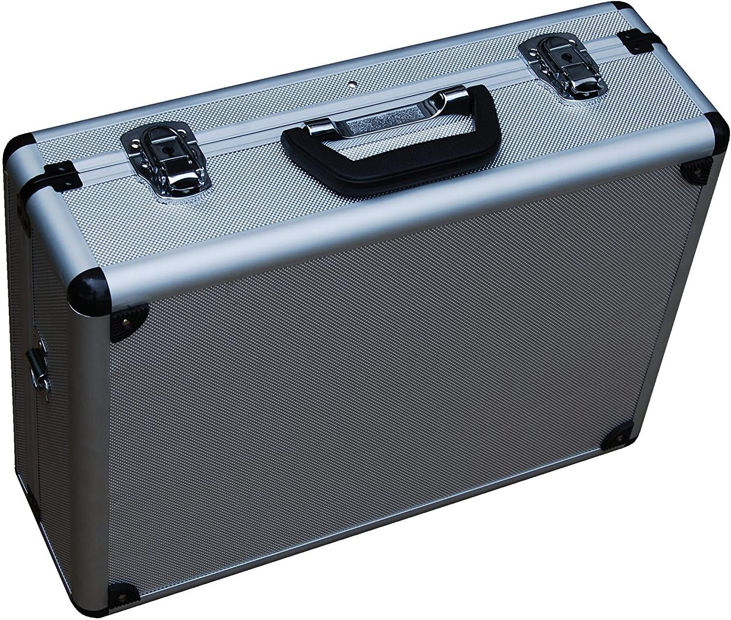 Large aluminum hard Barber case tool carrying box with internal divider and lock