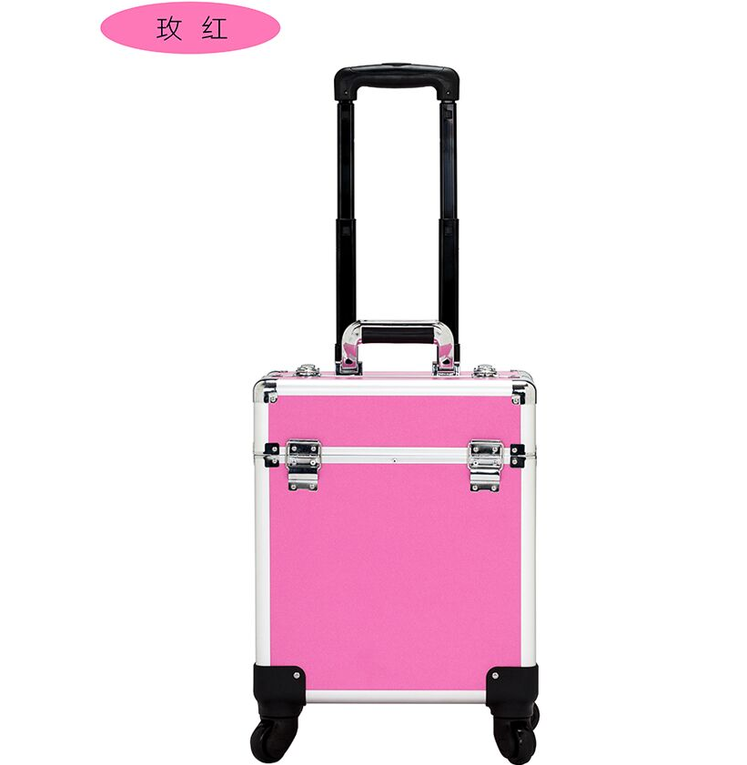 Portable Cosmetology Case Wheels  Large Hair Styling  Makeup Artists Case Travel Rolling Makeup Train Case with trays