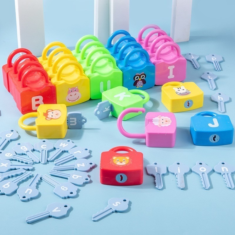 0 to 9 number learning lock A to Z alphabet learning lock and key toy kids early educational toy